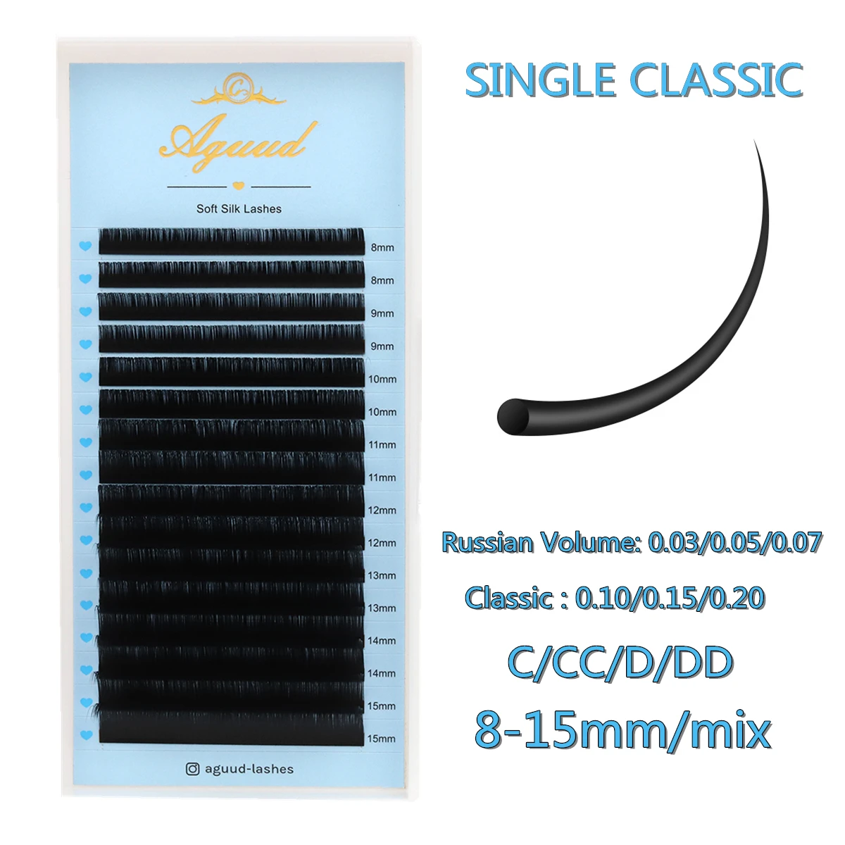 

AGUUD Eyelash Extension Korea PBT C/CC/D/DD Individual Supplies Professional Natural Soft Faux Mink Russian Volume Eyelashes