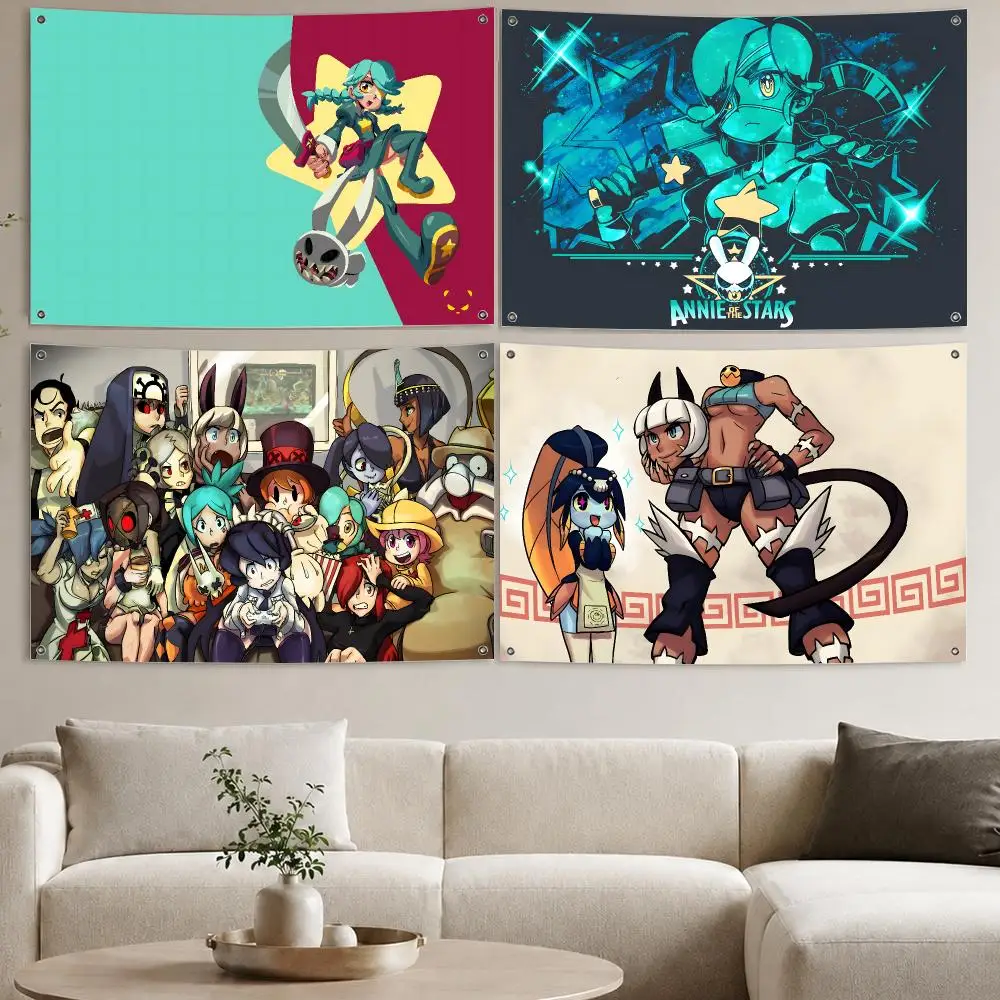 Video Game S-Skullgirls Flags Aesthetic Wall Tapestry Printed Wall Hanging Living Room Party Outdoor Decor