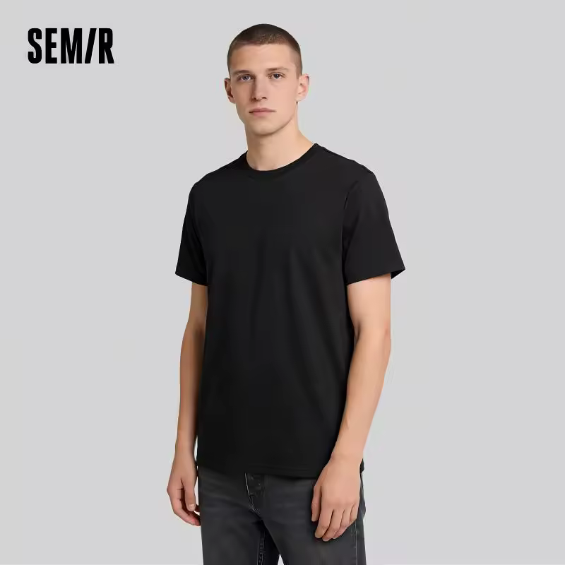 Semir 2026 Short-Sleeved T-Shirt Men Spring New Pure Cotton Bottoming Shirt Simple Commuting Casual Top Solid Color Round Neck