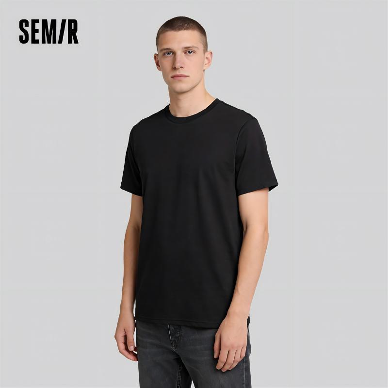  Semir Short Sleeve Men T-Shirt Cotton 2026 Summer New Man Clothing Thin And Versatile T Shirt Couples Solid Color Tops 