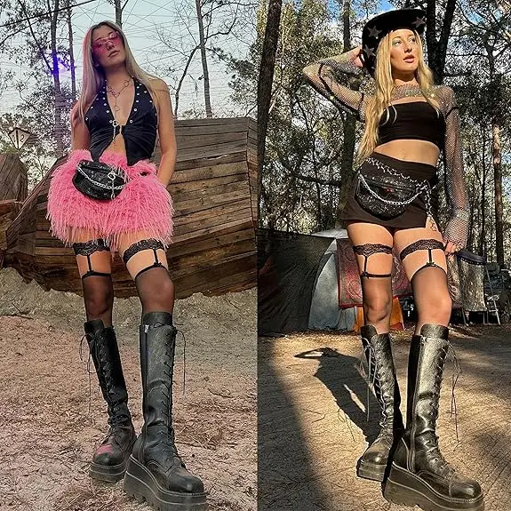 Sepatu Wanita Sepatu Bot Sepeda Motor Kualitas Hebat Ritsleting Gesper Platform Rianbow Mode Ukuran Besar 43 Merek Gigiffox