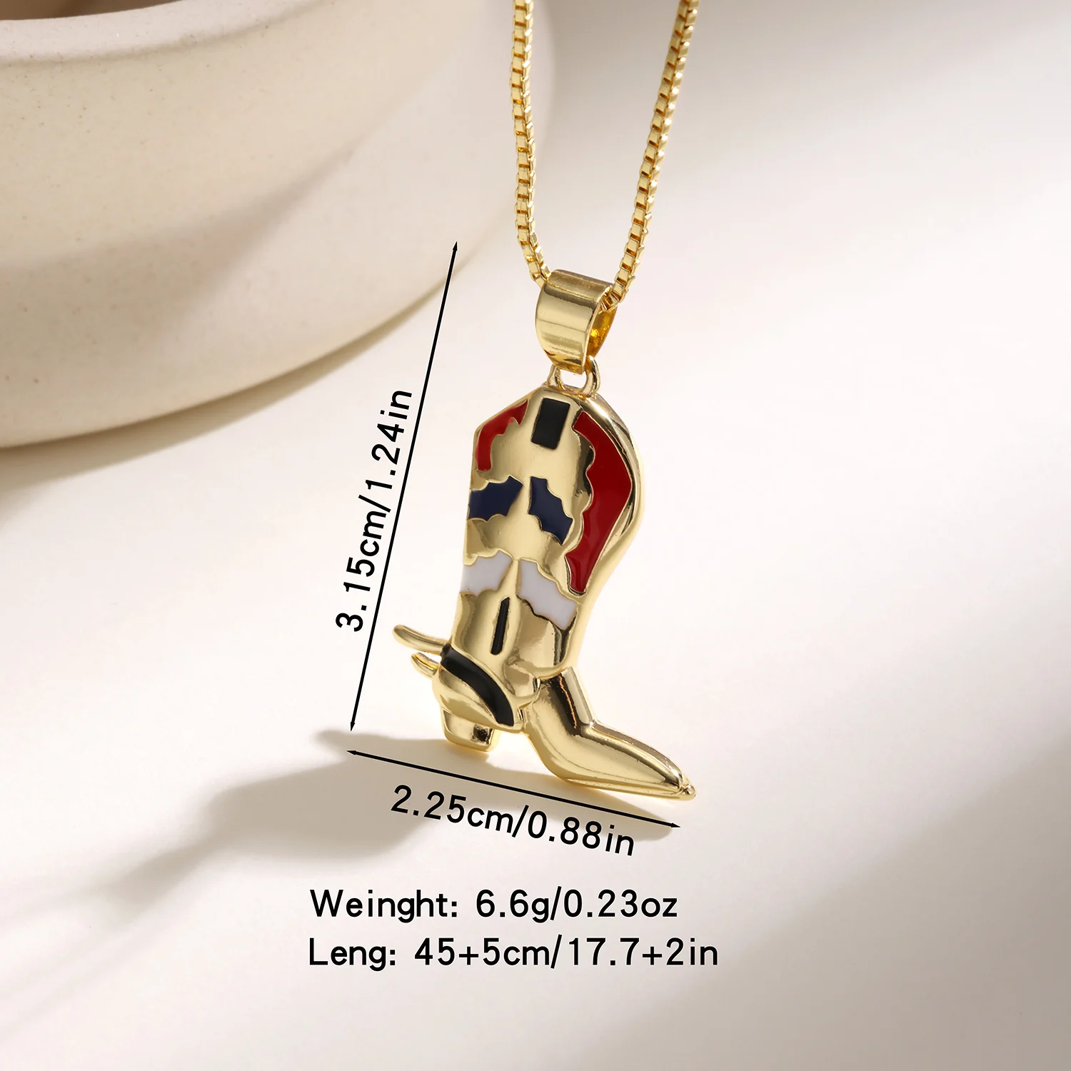 Nidin Western Cowboy Boot Hat Pendant For Women Men Enamel Texas Country Style Jewelry Vintage Patriotic Star Flag Necklace Gift