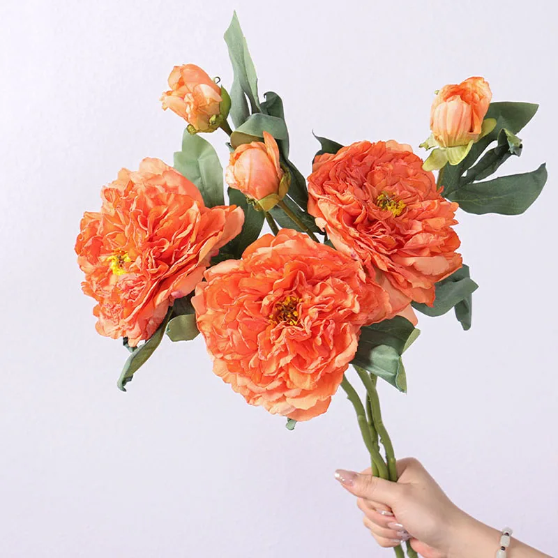 Flores artificiales, peonía, rosa, flores de seda para boda, escritorio, habitación, fiesta, ramo para el hogar, arreglos florales falsos, mesa, decoración del hogar