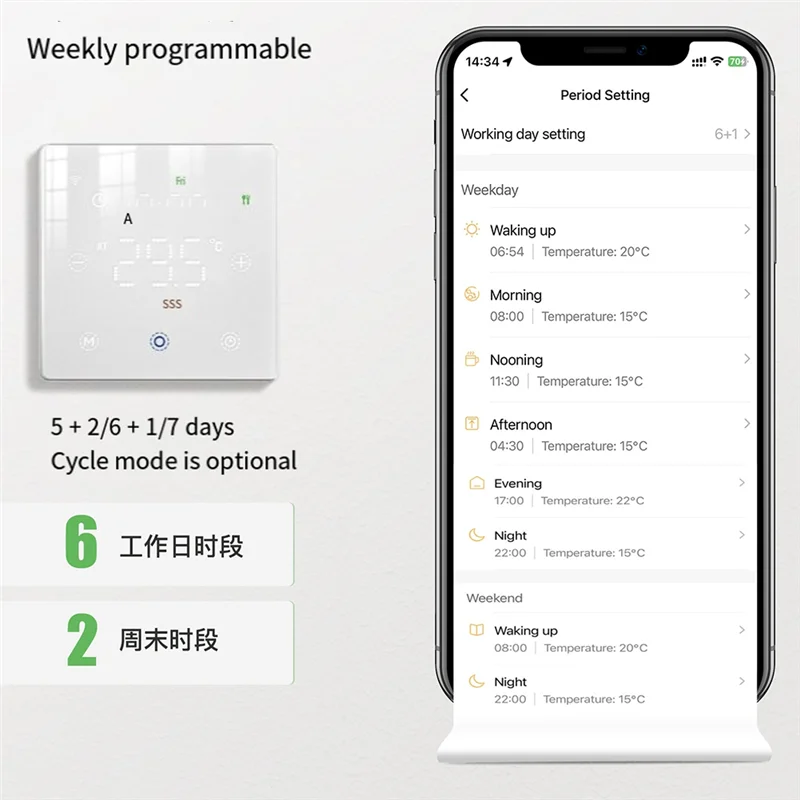 FFYY-Remote Temperatur Controller Smart Thermostat Tuya Zigbee Gas Kessel Für Wasser/Elektrische Boden Heizung Stimme APP B