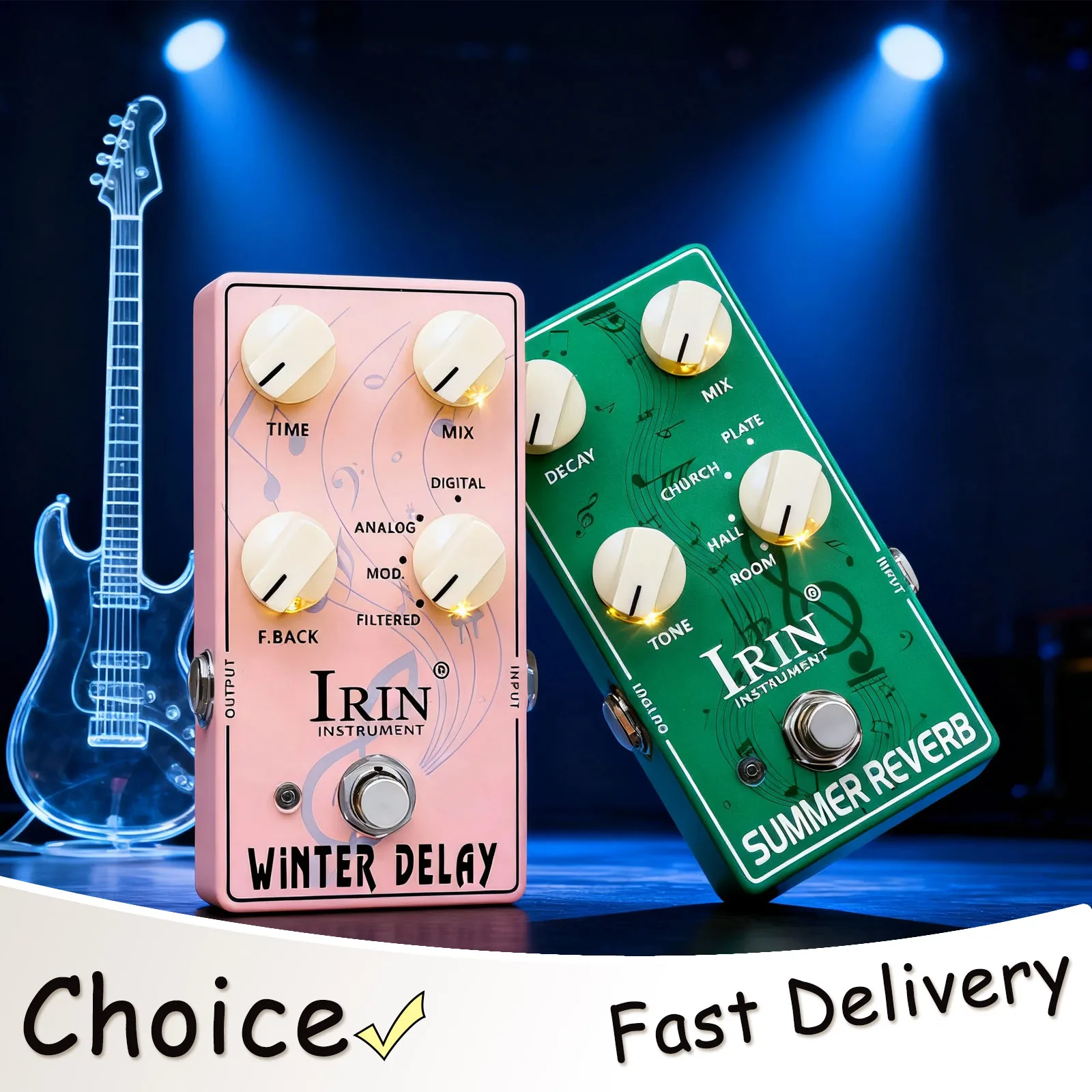 

IRIN педаль эффектов для электрогитары SUMMER REVERB/WINTER DELAY эффект профессиональная гитарная педаль аксессуары для электрогитары