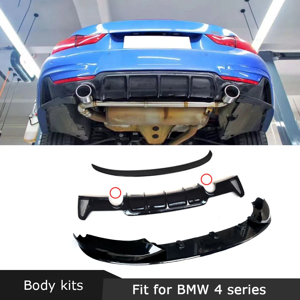 

ABS Glossy Black Front rear bumper lip diffuser spoiler wing for BMW 4 series M Sport F32 F36 2014 UP not Convertible Carbon O-O