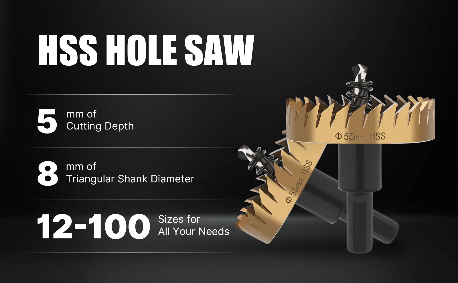 12-100mm HSS Titanium Coated Hole Saw Drill Bit For Stainless Aluminum Alloy Metal With Pilot Drill High Speed Steel Drill Bits