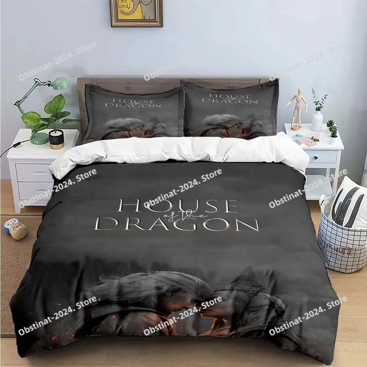 Fashion Famous Film Role House of The Dragon Print Bedding Sets Bed Supplies Set Duvet Cover Bed Comforter Set Bedding Set Gift