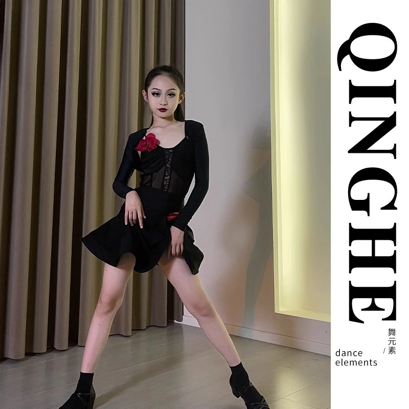 Latin dance costume 2025 Spring/Summer New Children's Premium Edition National Standard Practice Dress Girls' Competition Set