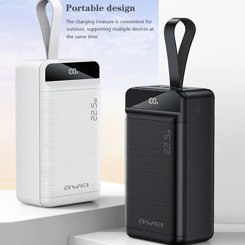 Fuente de alimentación de batería externa P142K, 22,5 W, 50000mAh, 3USB + 1Type-C, carga rápida para teléfono inteligente 12, 13, 14, 14Pro