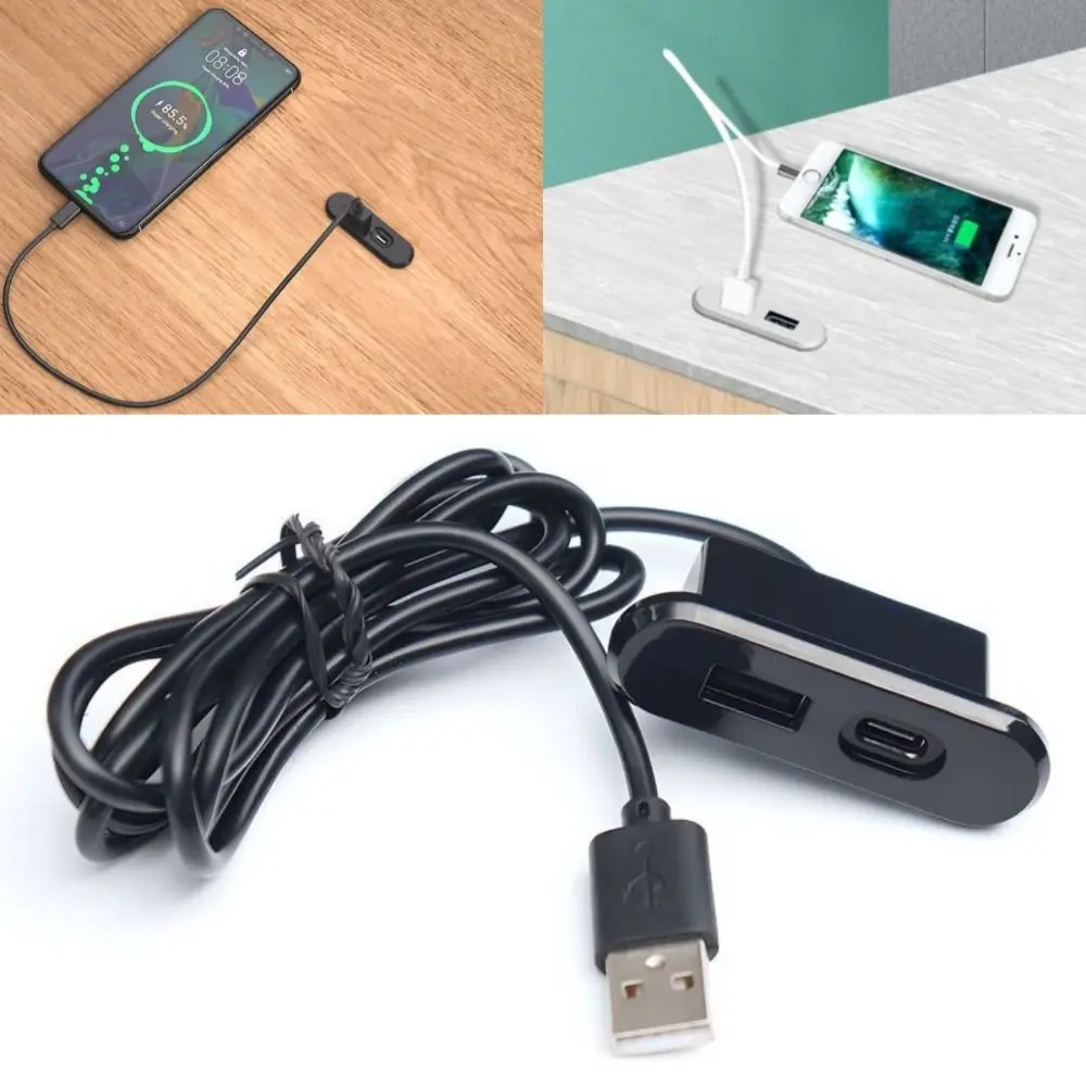 

Embedded Table USB Power Socket USB TYPE-C Charger Mini Desktop Charge Adapter 1.2M Cord Furniture Sofa Socket