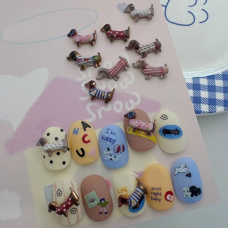 Design Mold Art Silicone Stamp Adorable Dachshund and Bowknot Patterns Silicone Crafting Tool for Decorating E0BF