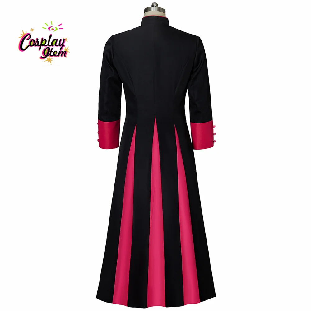 Church Priest Trench Jacket Cassock Clergy Robe Preacher Men Liturgical Stand Collar Single Breasted Minister Choir Roman Pastor