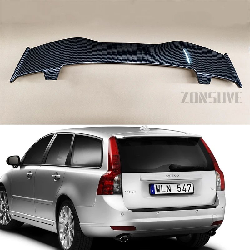 For Volvo V50 2009-2011 Spoiler ABS Plastic Hatchback Roof Rear Wing Body Kit Accessories