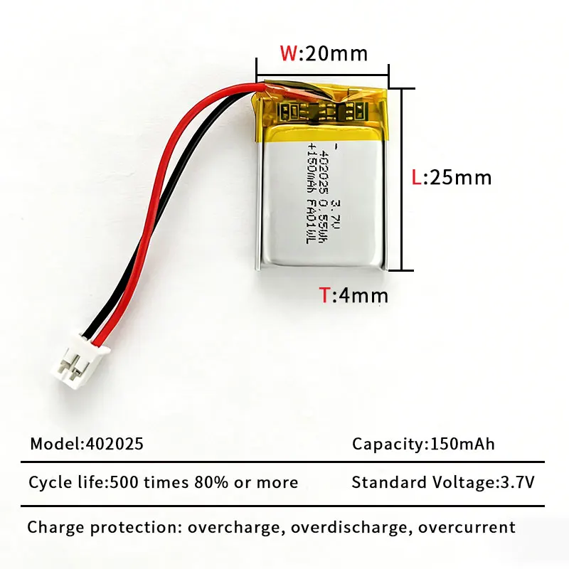 150mAh 402025 2 batterie lipo 042025 3.7V batterie ai polimeri di litio per Smart bracciale telecomando tastiera auricolare Bluetooth