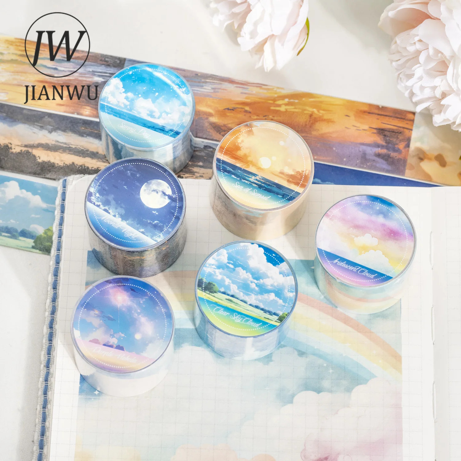 JIANWU 30mm*200cm Sky and Sea Series Landscaping Material Collage Washi Tape Creative DIY Journal Scrapbooking Stationery