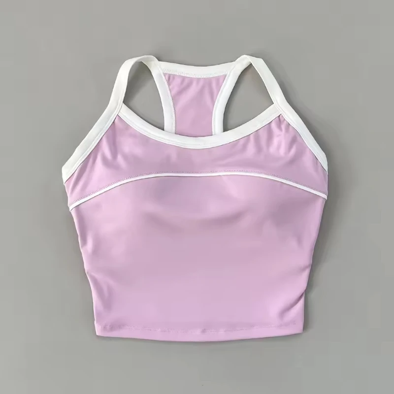 

Women's Contrasting Sports Bra, I-shaped Beautiful Back with Chest Cushion Bra, Quick Drying Shock-absorbing Yoga Fitness Vest