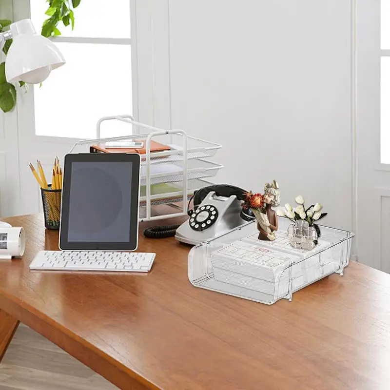 Organizer per File Desktop Clear A4 Document Organizer Shelf Desktop Storage Bin per l'organizzazione di libri per documenti a penna per l'home Office