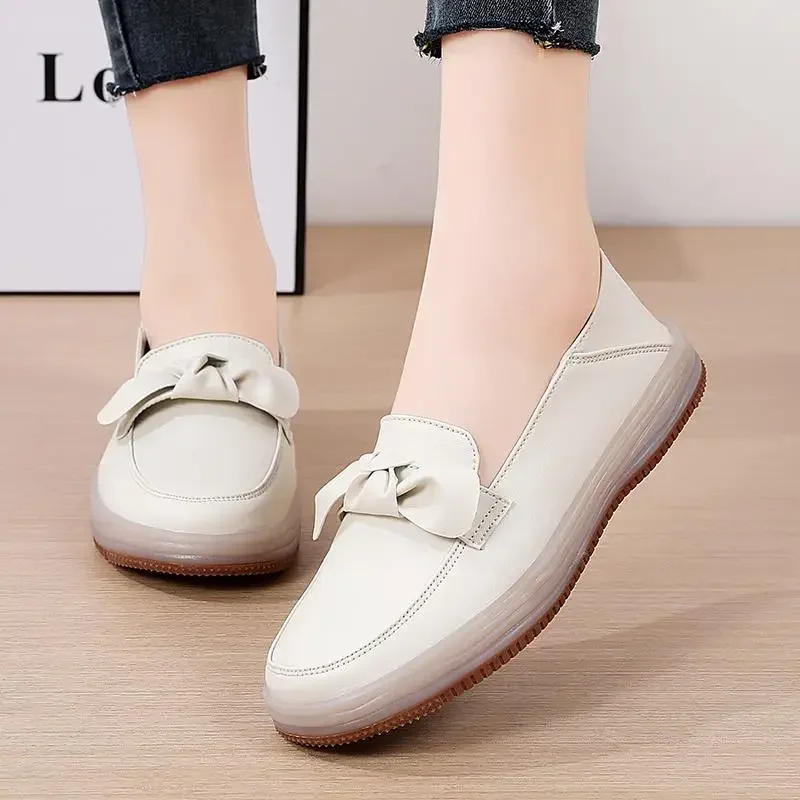 

Women's Shoes 2024 Spring New British Style Small Leather Shoes Women's Leather Moccasins Flat Loafers