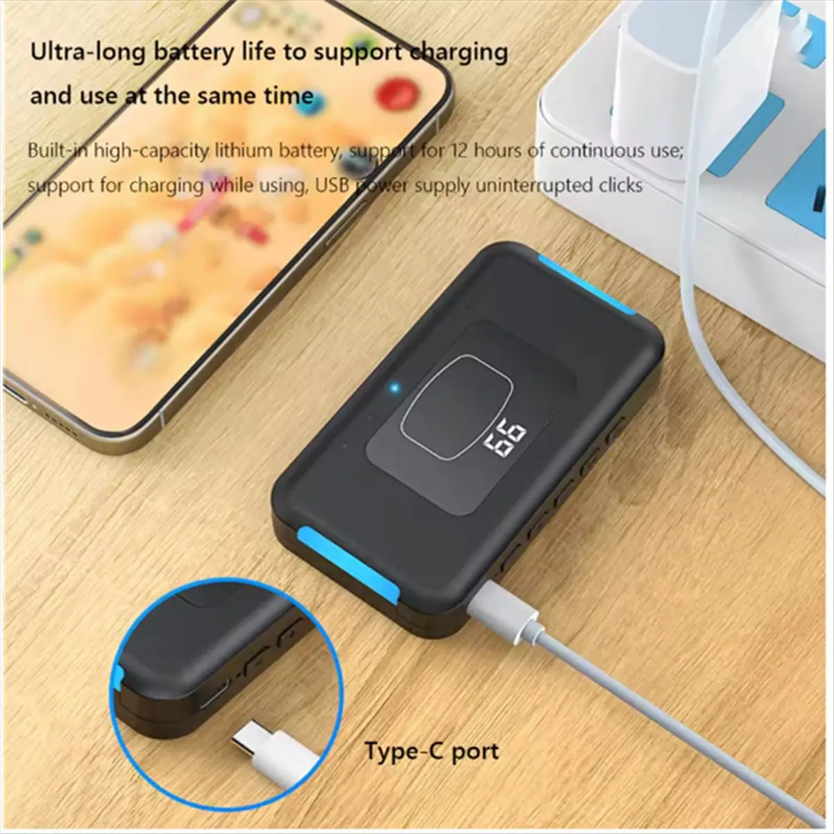 「quality-excelle」スマートフォンワイヤレス自動スクリーンクリッカーbluetoothミュートクリッカー、すべてのスマートフォンに対応、ライブストリームやゲームプレイに最適