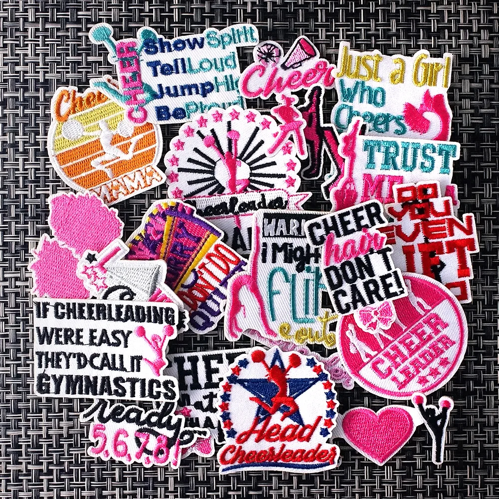 

20Pcs/Lot Cheerleading Iron on Patches Cloth Embroidered Applique Sewing Clothes Apparel Accessories Mend Patch GIRL