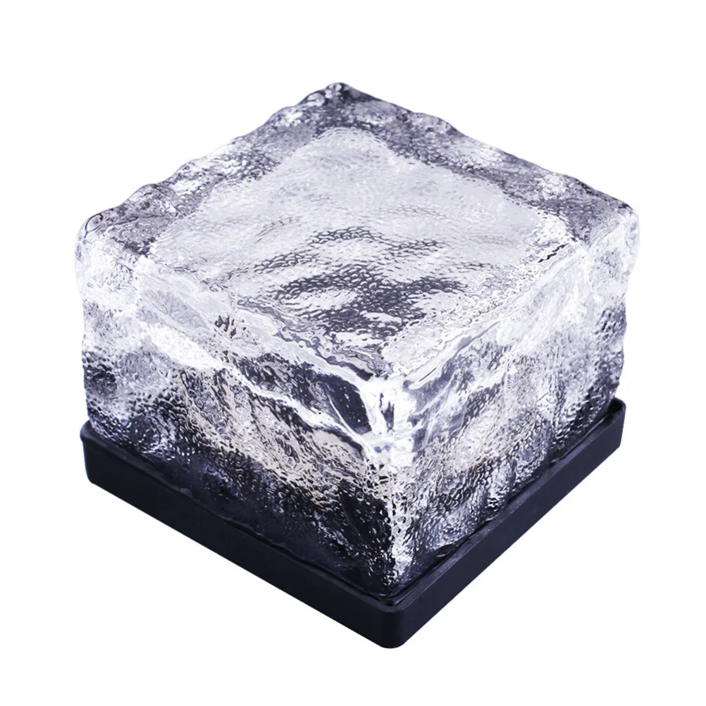 

Decorative Lights for Lawn Garden Outdoor Landscape LED Brick Ice Rocks with Solar Panel Rechargeable Glass