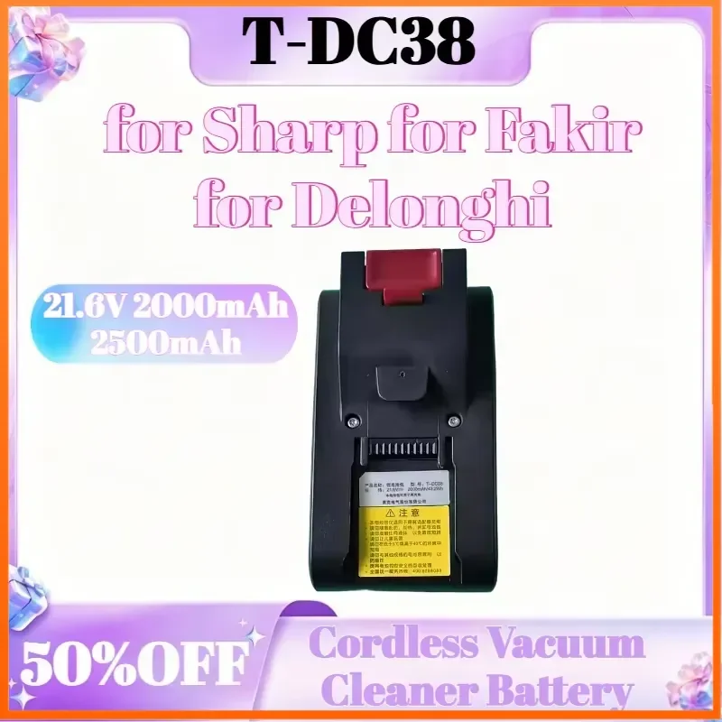 21.6V 2000mAh 2500mAh Rechargeable Battery T-DC38 for Sharp for Fakir for Delonghi Cordless Vacuum Cleaner Lithium-ion