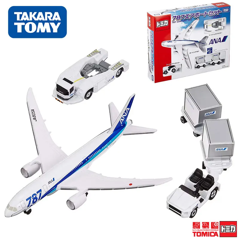 TAKARA TOMY Tomica Boeing 787 Flughafen-Set, Gepäckanhänger, Modell, ANA/JAL, Legierung, Spielzeug, Kraftfahrzeug, Druckguss-Metallmodell, Kindergeschenke