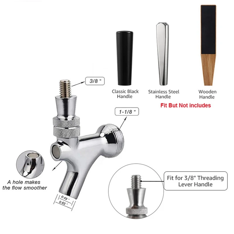 Craft Beer Tap Beer Faucet with Liquid Ball Lock Quick Disconnect Assembly,Chrome Beer Dispenser Beer Soda Home Brewing Retail