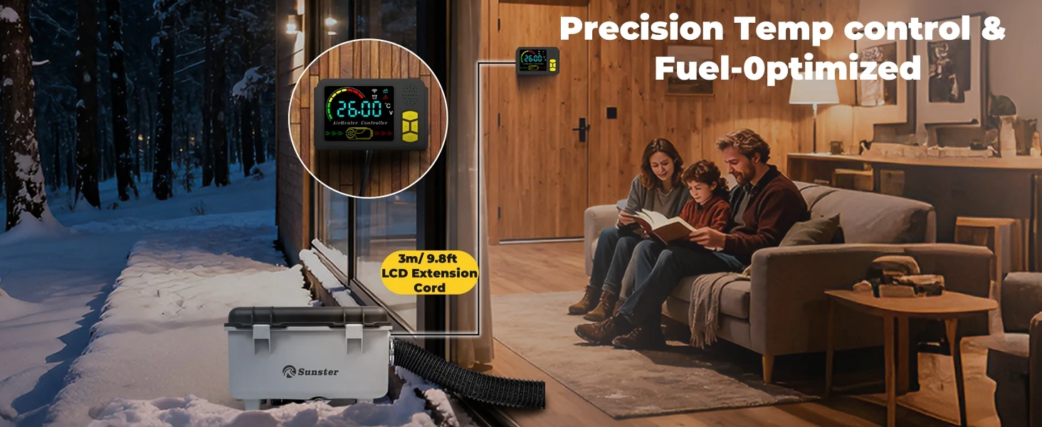 8KW Toolbox Diesel Air Heater 12V/24V/220V Bluetooth APP LCD Display Constant Temperature Ventilation For RV Camping Garage