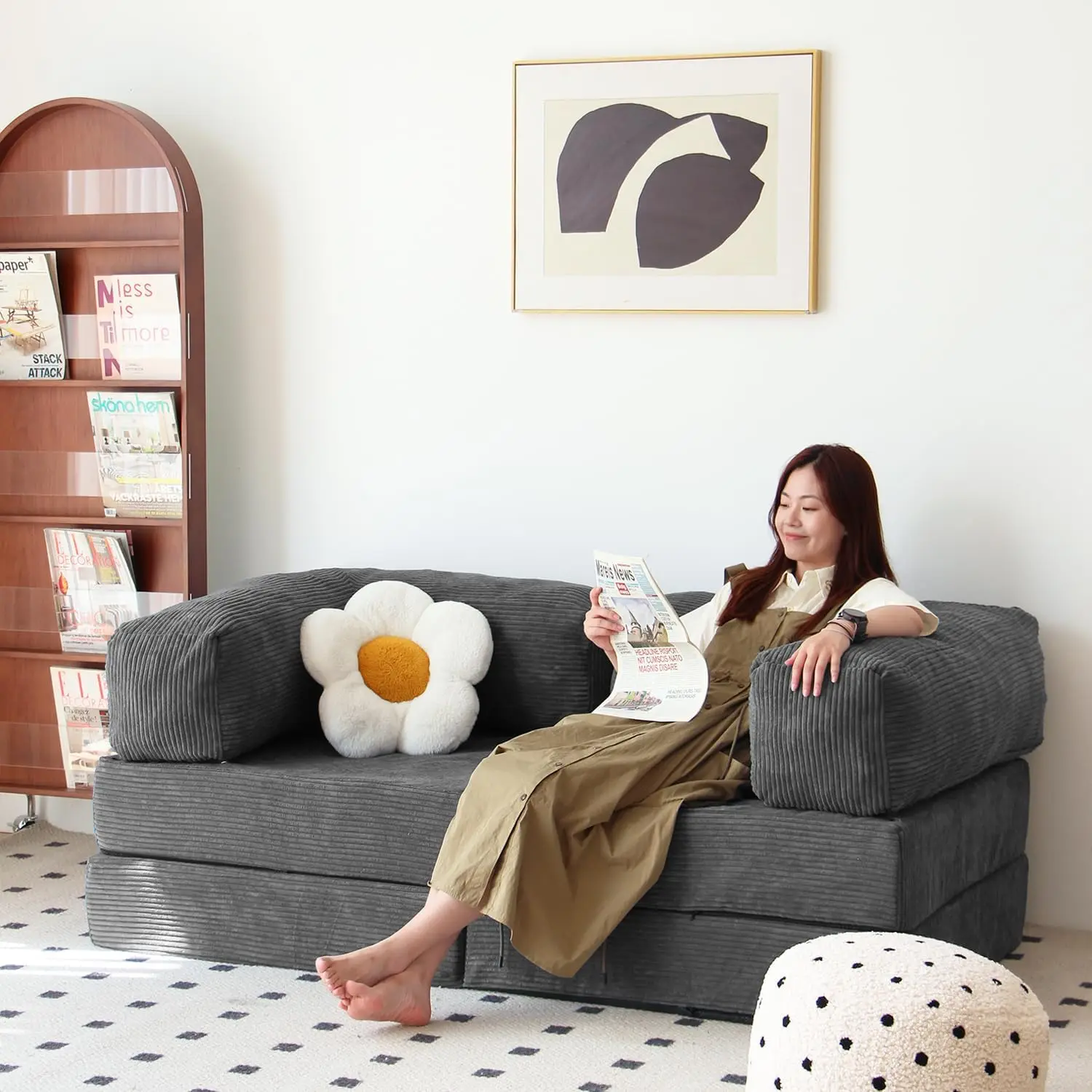 

Free Combination Convertible Folding Sofa Bed, Arml Foam Floor Sofa, Sleeper Floor Couch For Living Room And Bedroom Sleeper