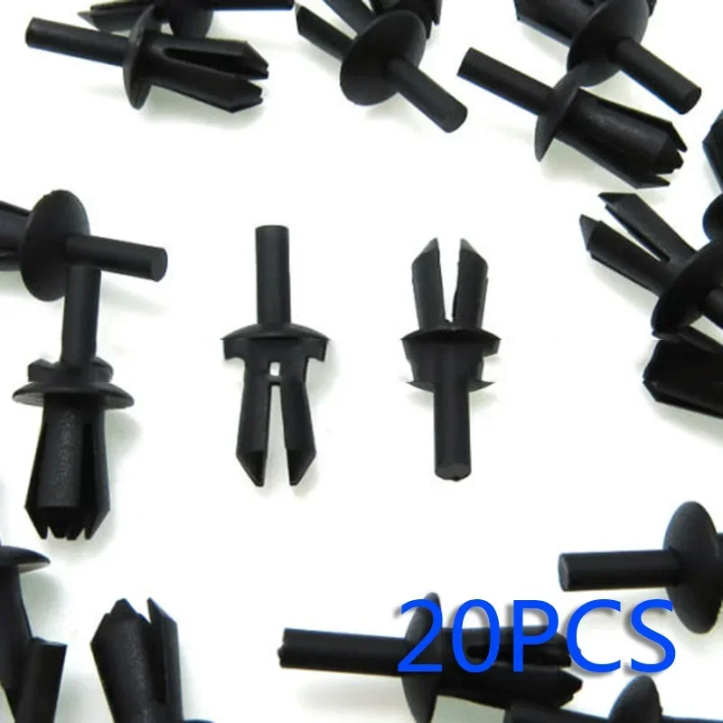 20pcs  Liner Rivet Expanding Clip For BMW E12 E28 E30 E34 E36 E39 E46 E60 E6 Nylon Black Stem Length 11.8mm Head Diameter: 10mm