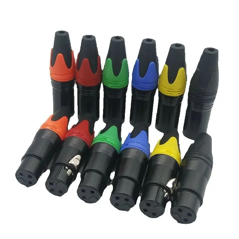 

Разъем XLR, аудиоразъем для микрофона, позолоченный цвет, 3-полюсный разъем для динамика, мужской и женский разъем для микрофона «сделай сам», 12 шт./лот