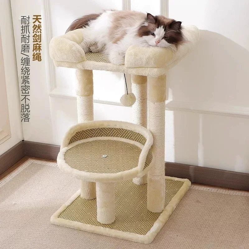 Grey Cat Tree Tower for Indoor Cats with Scratching Posts Big Hammock And Removable Top Perch 2 Styles Cat Activity Center