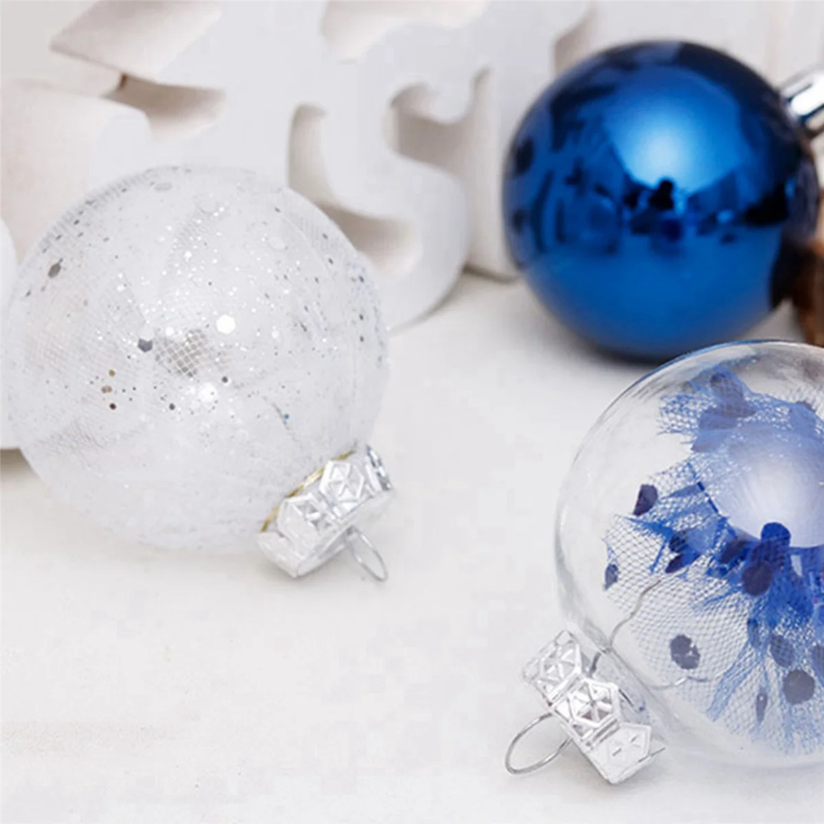 90Pcs Christmas Balls 6cm for Tree Blue Christmas Balls Plastic Christmas Tree Ornaments Decorations Home Pendants