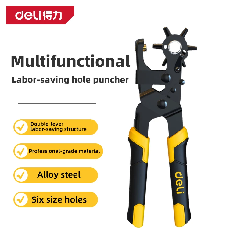 

DELI Multifunction Pliers Leather Belt Hole Punch Plier Eyelet Puncher Watchband Strap Household Leathercraft Hand Tools Pliers