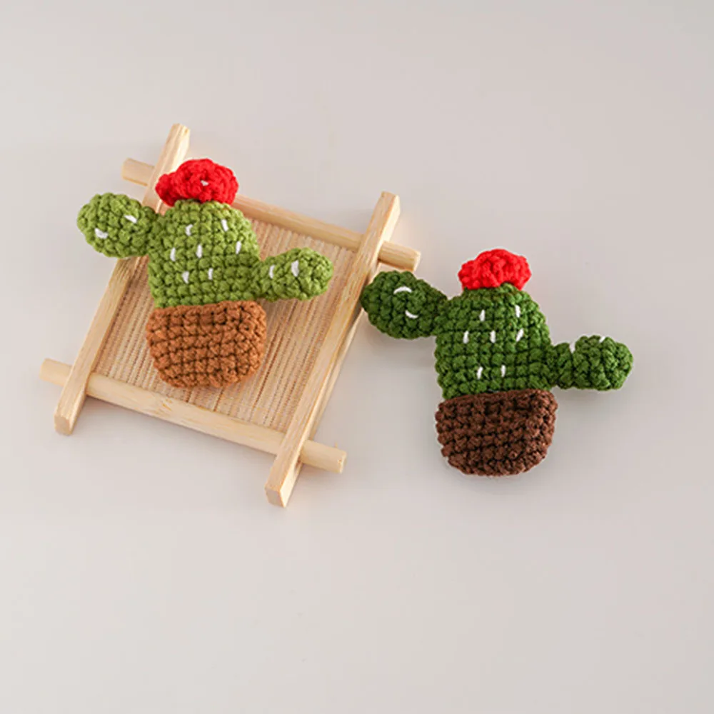 

ZHEN-D 100% Handmade Crochet Cactus Cacti Hand-knitted Cotton 3D Brooch Natural Style Clothes Sweater Hat Canvas bag Decoration