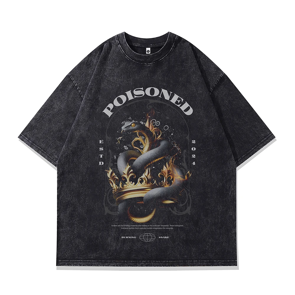

Goth Snake Demon Anime Print Oversized T-shirt Men Short Sleeve Vintage Graphic T Shirts Jujutsu Kaisen Gothic Cotton Tops Tees