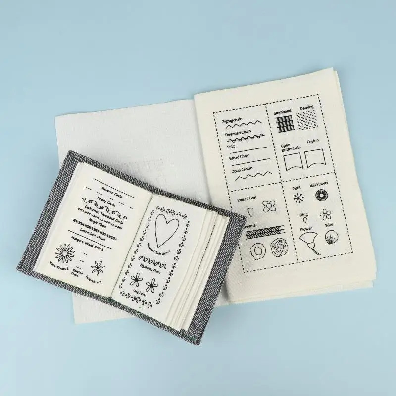 Embroidery Book Adorable Handmade Fabric Cover Entry Level  Guide for DIY Craft Beginner Art Project