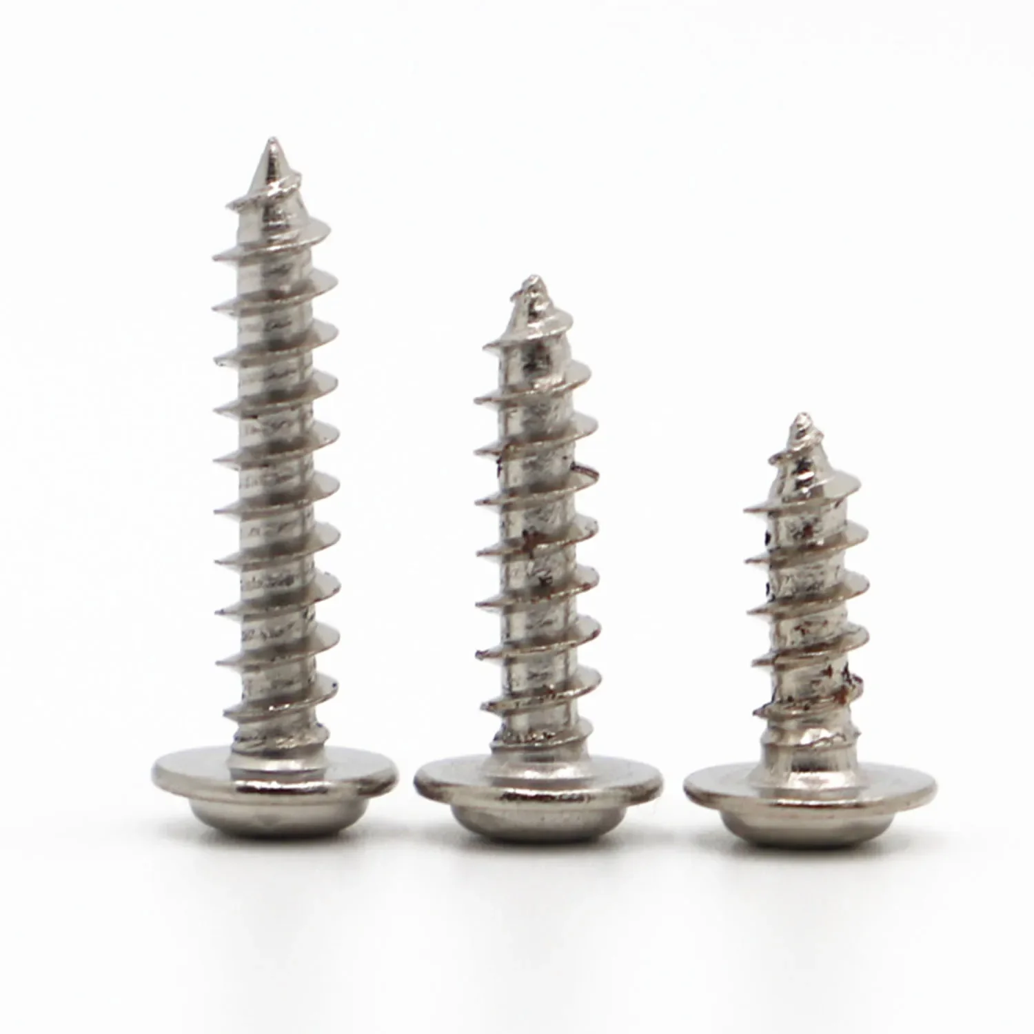 M1.2 M1.4 M1.7 M2 M2.3 M2.6 M3 M3.5 M4 PWA Nickel Plated Cross Round Head Self Tapping Screw With Pad Pan Head Tapping Screws