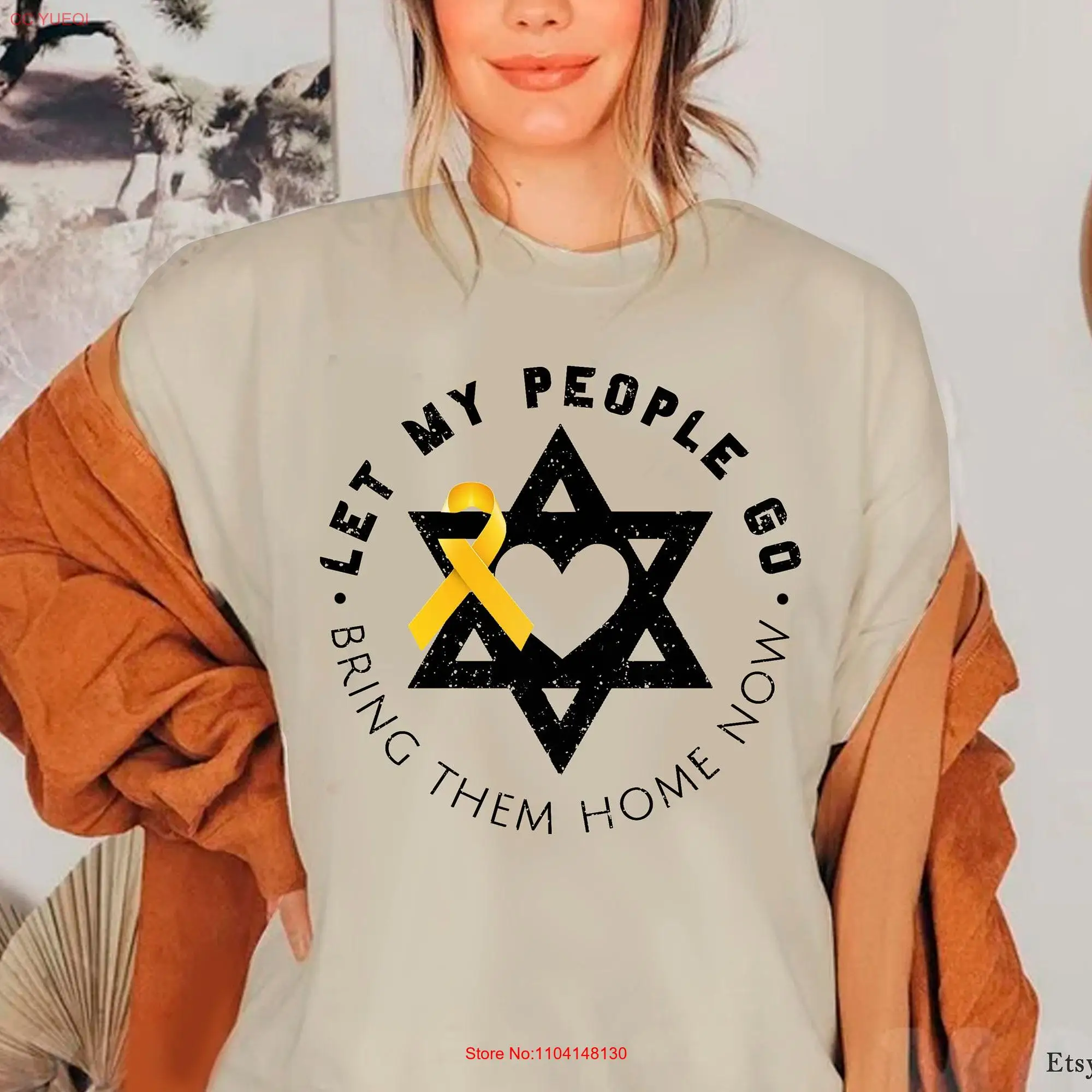 Passover Let my People Go Bring Them Home Now T Shirt s Am Yisrael Chai Yellow Ribbon Pesach Jewish Star David Cotton