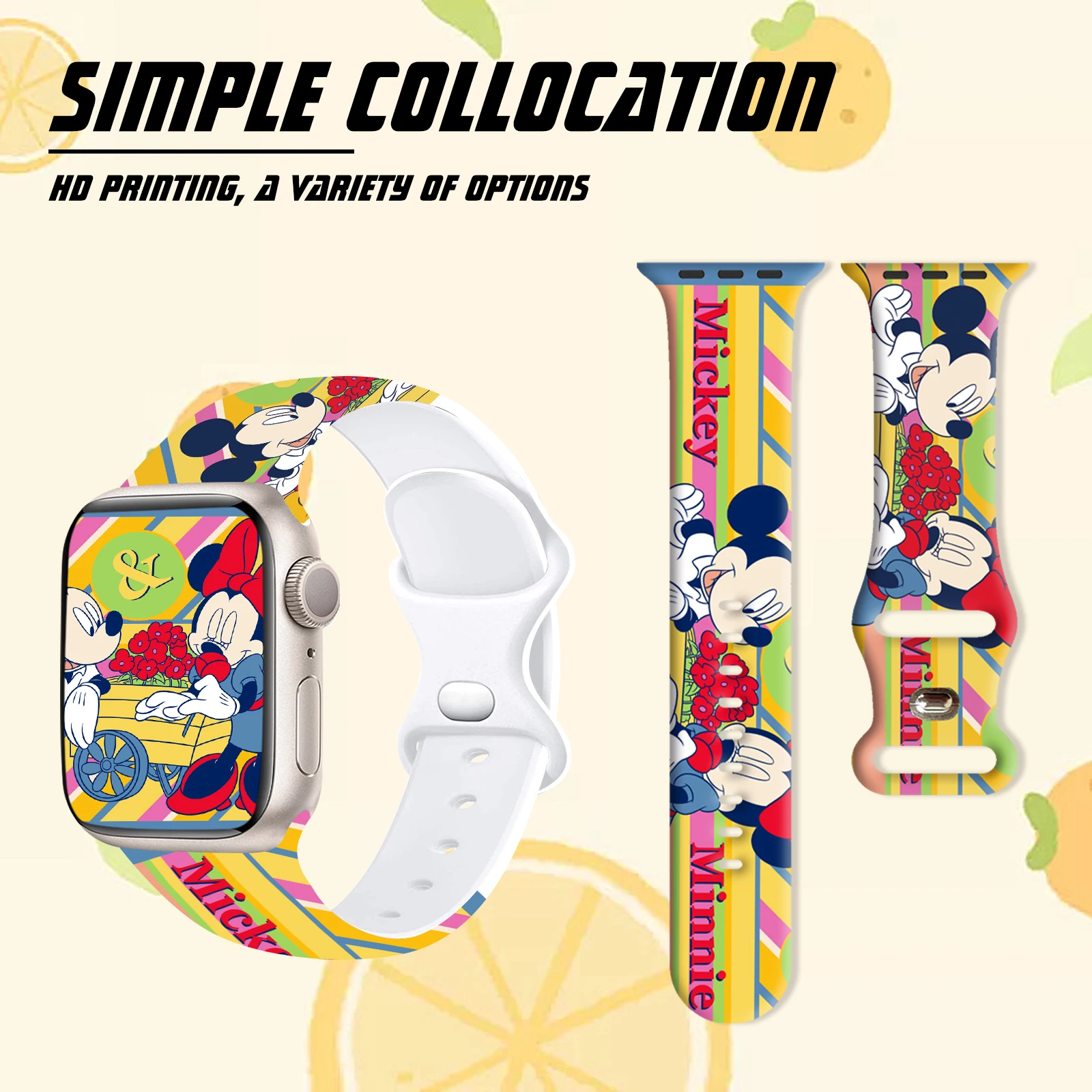 

Disney Print Strap for iWatch 11 10 9 8 Silicone Band Replaceable Bracelet for Apple Watch 46mm 44mm 42mm 41mm Watchband