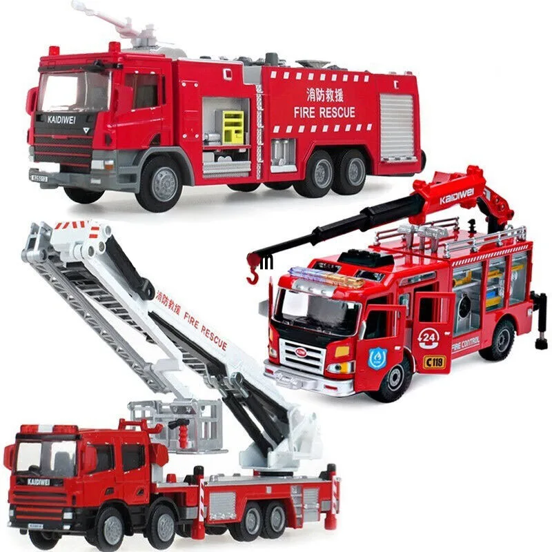 1:50 Simulation Alloy Diecast Fire Truck Toy City Rescue Vehicle Water Tanker Ladder Car Model Collection Child Boy Gift