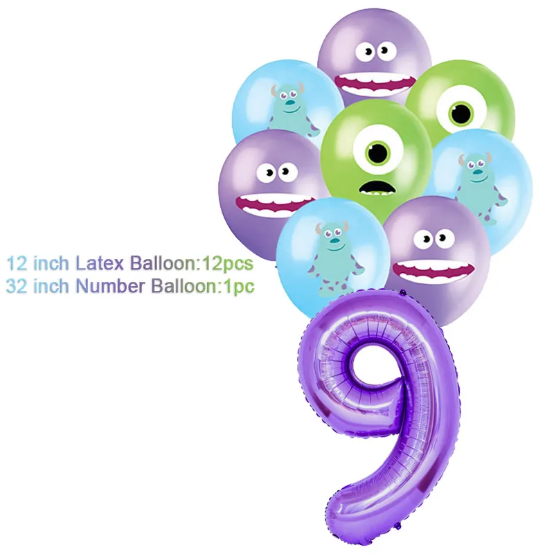 Monsters University Monsters, Inc. Birthday Party Decoration Number Aluminum Foil Latex Balloon Baby Shower Photography Pprops