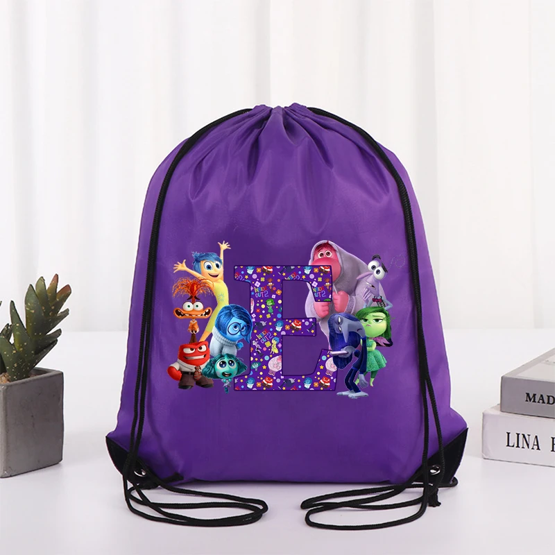 Disney Inside Out 2 Kids Anime Cute Draw String Backpack Children Cartoon Creative Drawstring Bag Fashion Casual Storage Pouch