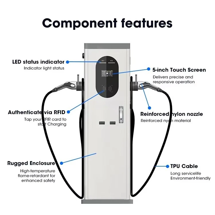 Electrly A2 Cable Dual Guns New Energy Vehicle Charging Car Floor-standing Ev Charger 7kW*2 Intelligent Modbus Ev Charger