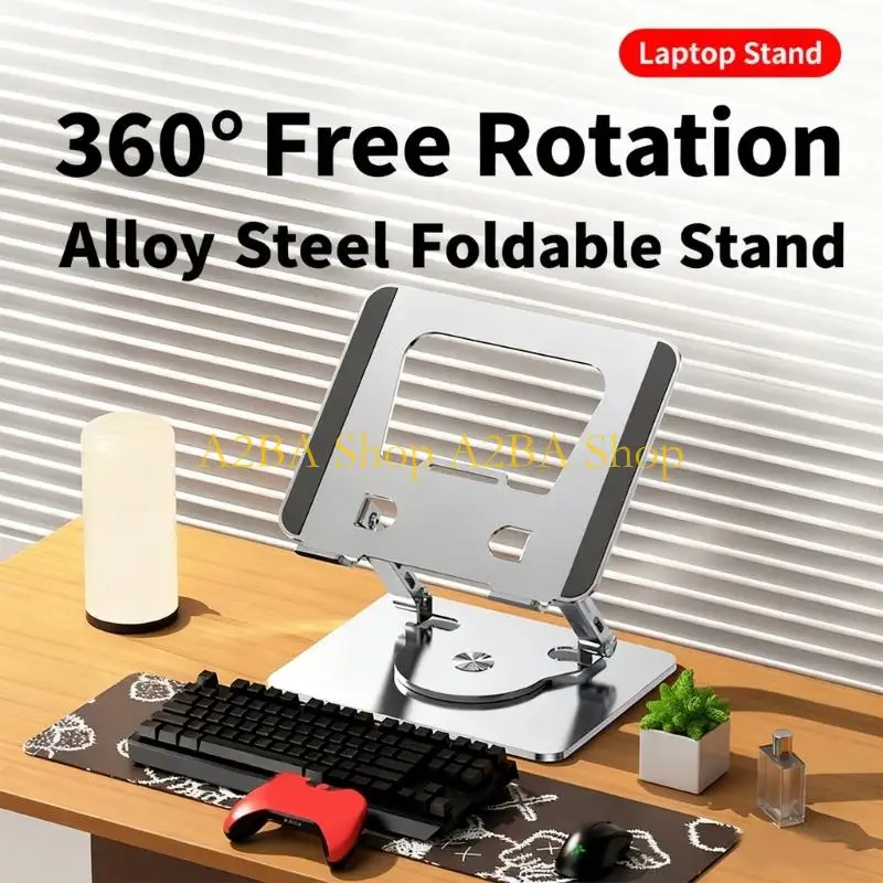 

A2BA Foldable Laptop Stand With 360 Rotating Base And Two Axises Adjustment For Cooling Desktop Suspension Design Aluminum Alloy
