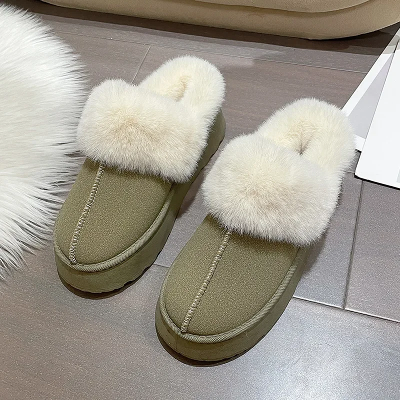 French Retro Women Slipper  Autumn Winter New Cotton Shoe Versatile Women Boot Anti Slip Height Increas Women Shoe Zapatos Mujer