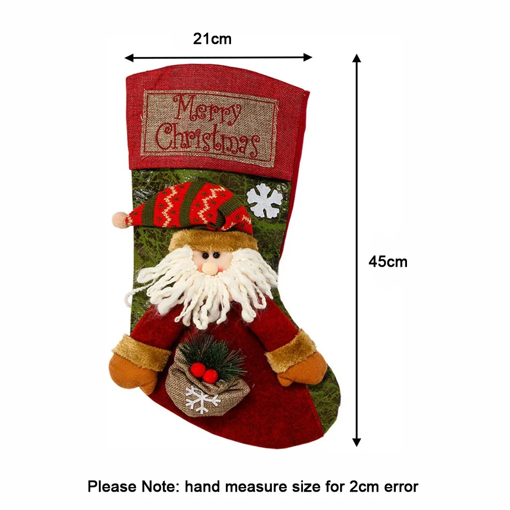 3PC Christmas Stocking Classic Stockings Santa Snowman  Reindeer Xmas Character for Family Holiday Christmas Party Decorations