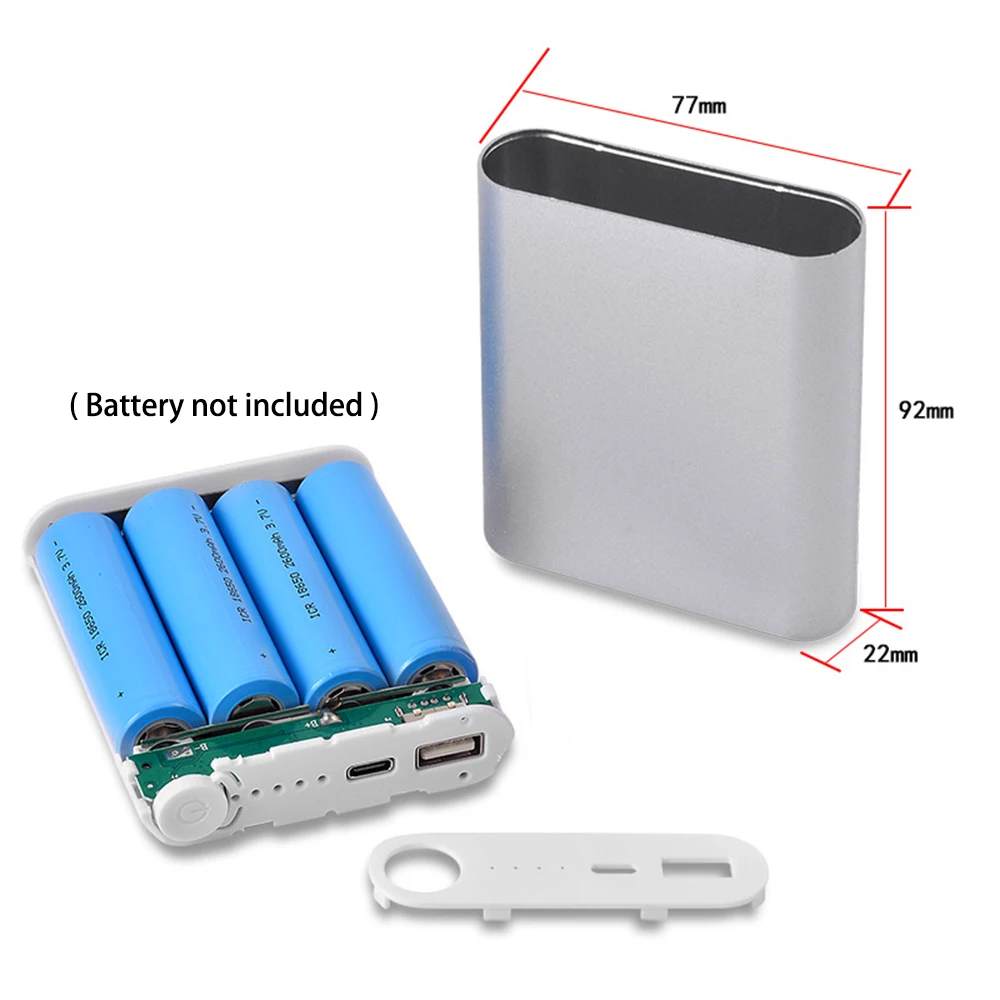 4*18650 Diy Power Bank Box Aluminium Alloy Shell Free-soldering Diy Kit Portable 18650 USB Power Bank For Smartphone